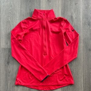 Nike Red Long Sleeve Quarter-Zip Top